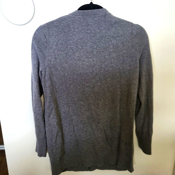 Banana Republic Zip Cardigan Faux Leather Pockets Grey Women Small - Picture 4 of 9